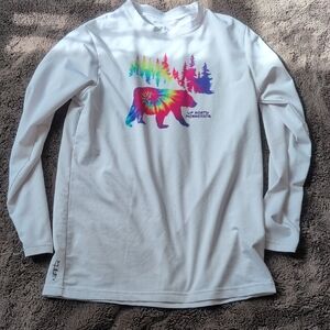Kids White Long-Sleeve Shirt with Rainbow Bear Graphic